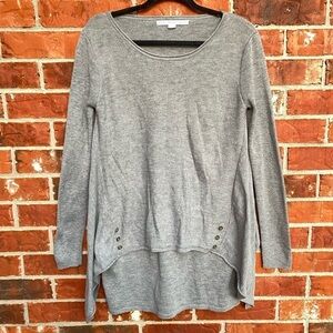 Hyfve Hyfve Hyfve Womens Small Gray Hi Lo Layered Tunic Button Sweater